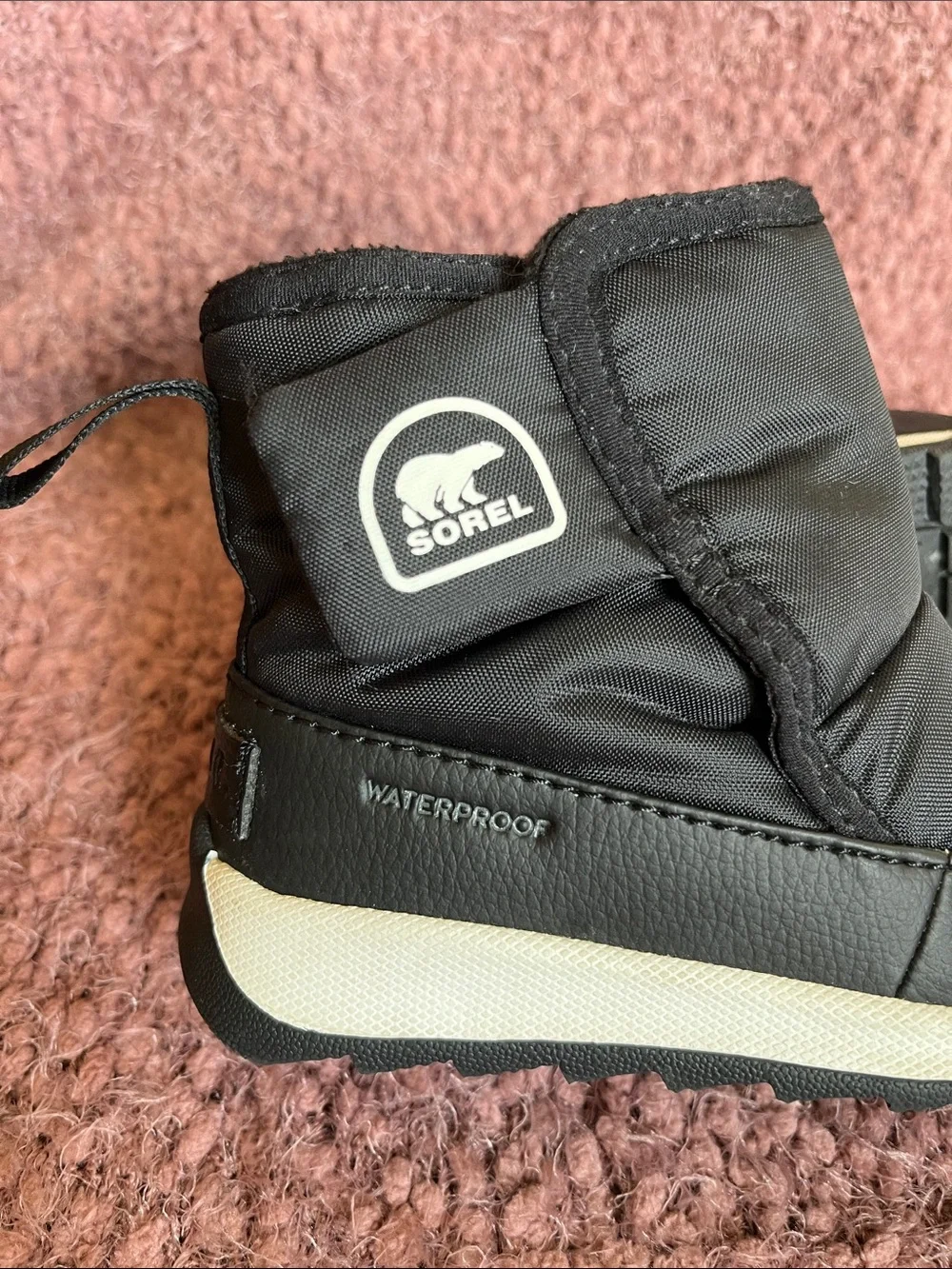 Sorel Kids Whitney ll Plus Black & White Waterproof bootie, toddler size 7